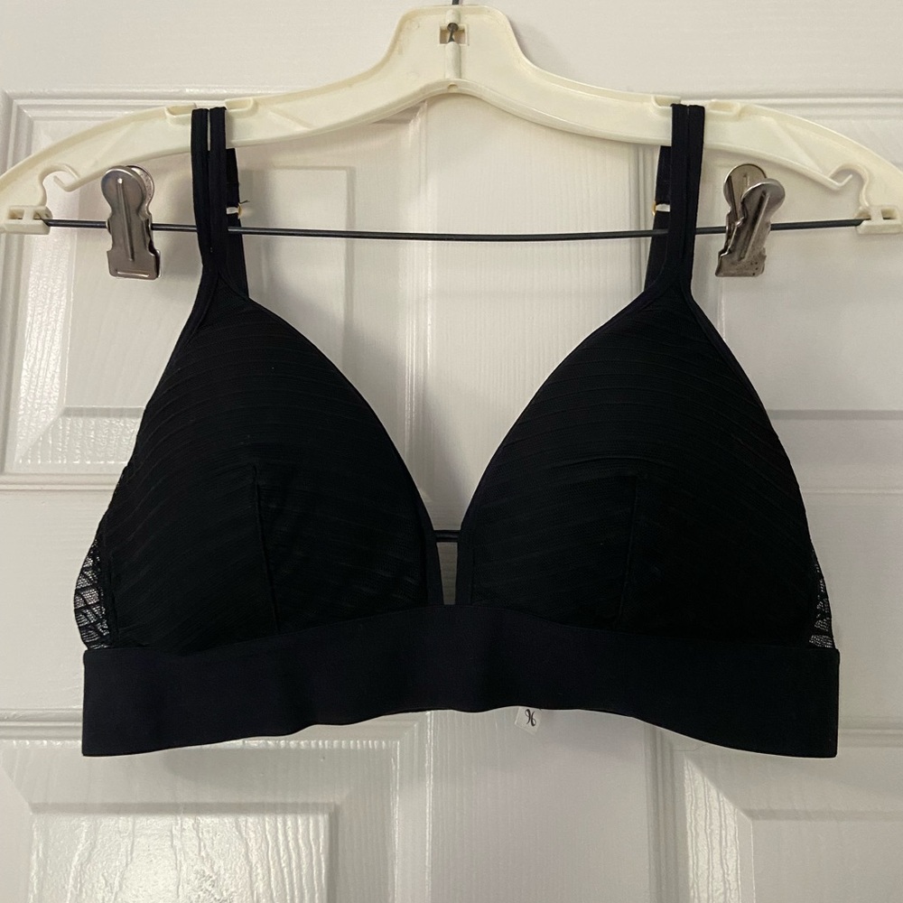All.You. LIVELY Women’s Stripe Mesh Bralette- Jet Black